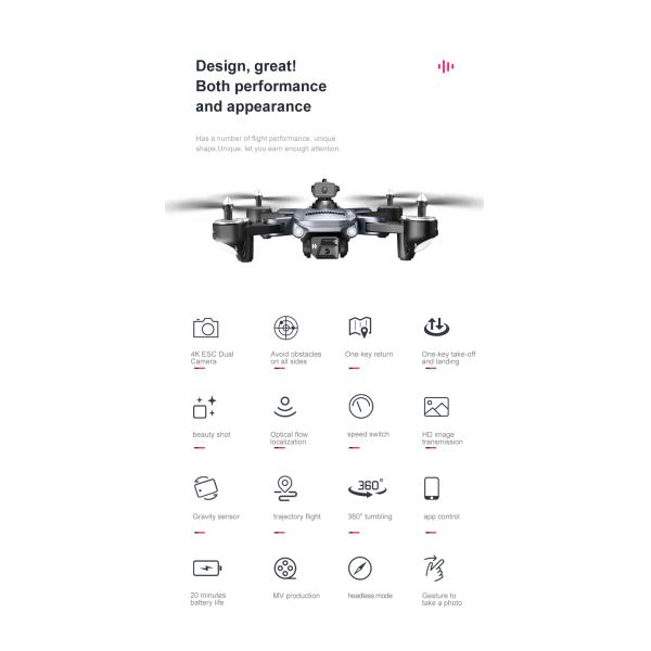 Mini Foldable Drone K7 Optical Flow Obstacle Avoidance 4k Camera LED Lights Remote Control 1800 mAh Battery ESC HD Camera