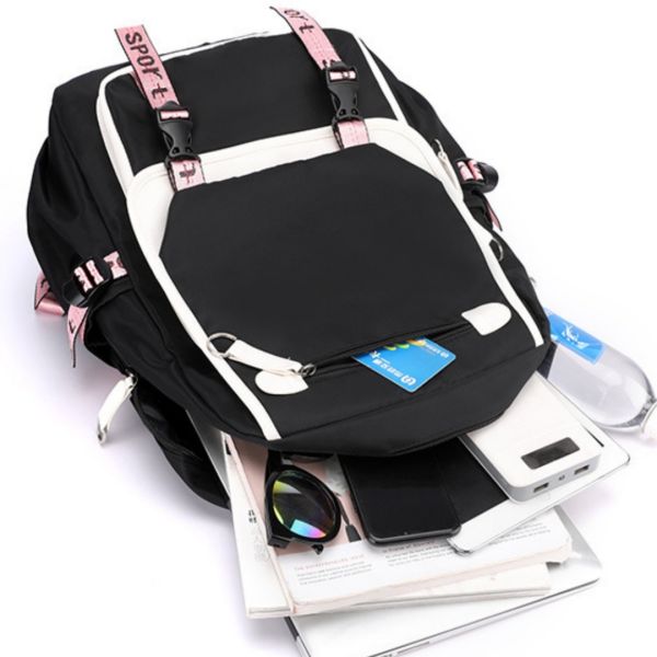 Colefa Korean Version Minimalist Multi-layer 13 Inch Computer Backpack Headphone Jack for Middle High School Students Backpack