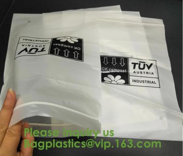 PLA compostable Clear poly custom printed plastic k bags,APPAREL Dress k Bag,garment packaging bag, bagease
