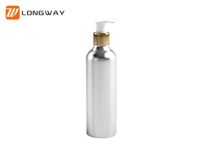 Round Silver Aluminum Cosmetic Containers , OEM Lotion Pump Bottle 250ml