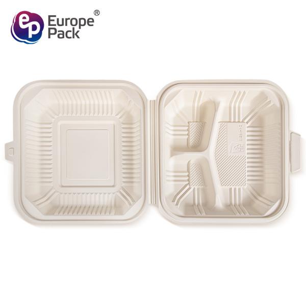 Food grade eco friendly cornstarch tableware 900ml biodegradable 3 compartment lunch box