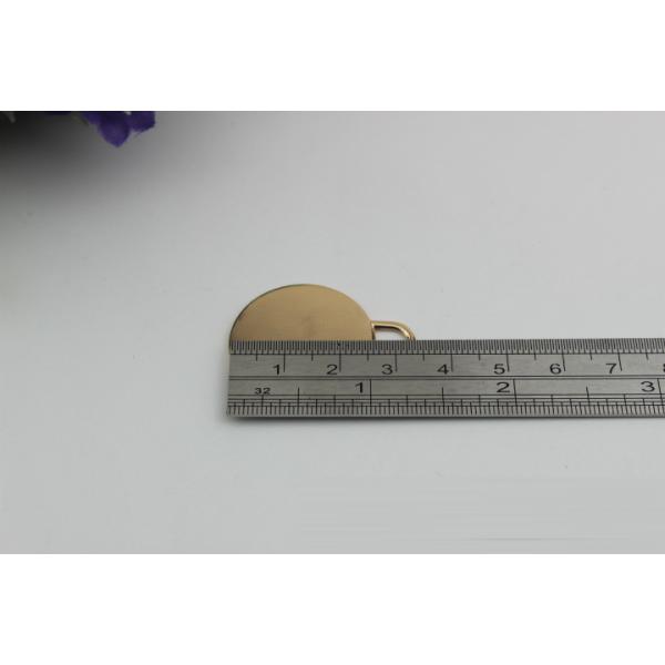 Excellent quality zinc alloy light gold small flat round shape metal label plate for handbag