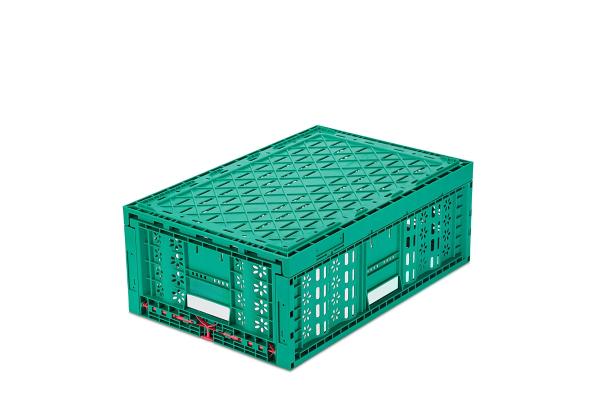 Caixa de plástico de malha ventilada empilhável para vegetais cor personalizada e material de PP
