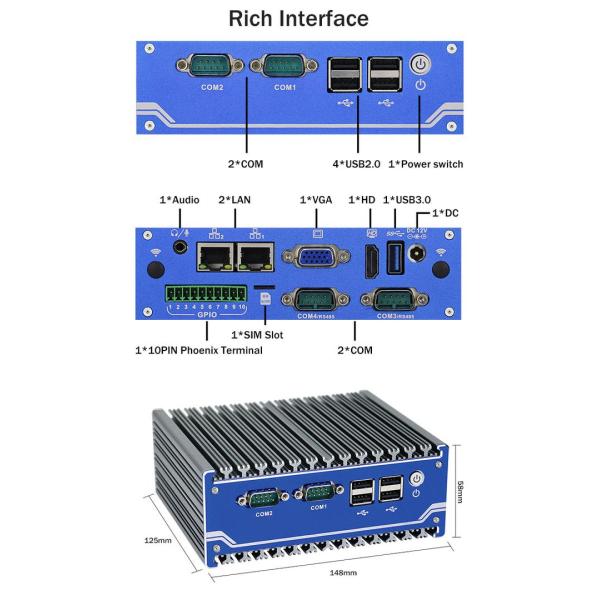 Нано титановый серый промышленный мини-PC N11 DC 12V Вход 2XIntel I210-AT/I211-AT 1000M