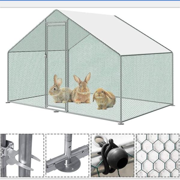 Chicken Cage Run Walk in Cage Poultry Pet Coop for Rabbit Hen House Pen Metal 3x2m