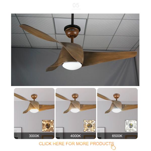 132cm 3 lâminas ABS Ventilador de teto de baixo ruído para casa / hotel / escritório Material do corpo da lâmpada de metal