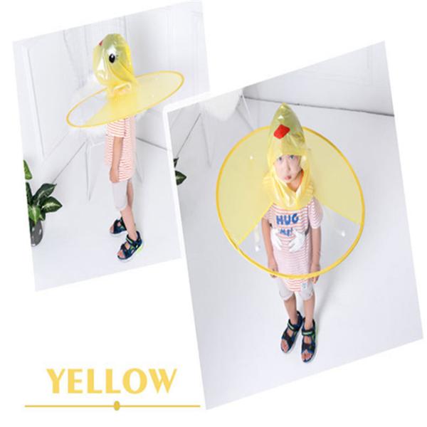 PVA/EVA Material Childrens Waterproof Raincoats Yellow Cartoon Duck Printed Poncho