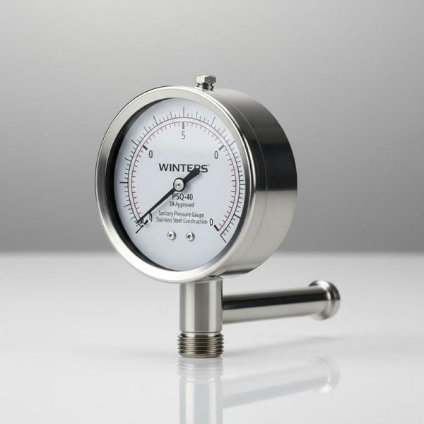 WINTERS PSQ-40 3A Approved Sanitary Pressure Gauge with 63mm Radial and Stainless Steel Construction