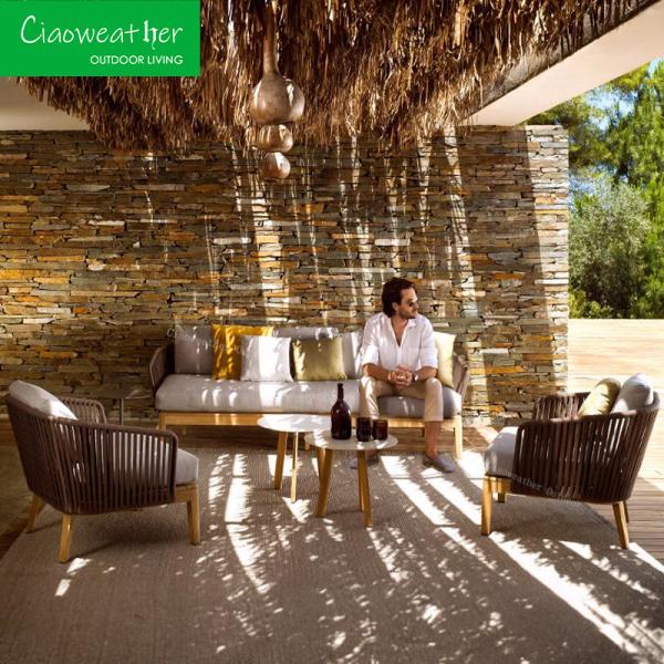 Outdoor Furniture Woven Rope Dining Chair for Customized Color Hotel Courtyard Garden