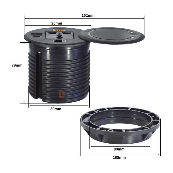 Round Sofa Embedded Power Socket with Universal Standard Power Outlets USB A+C & HDMI & Nerwork