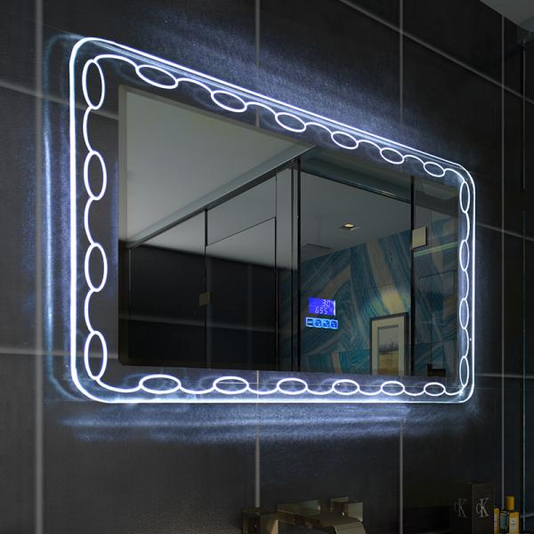 Rectangle Magnifying Makeup Lighted Mirror Wall Mount Blue Lighting