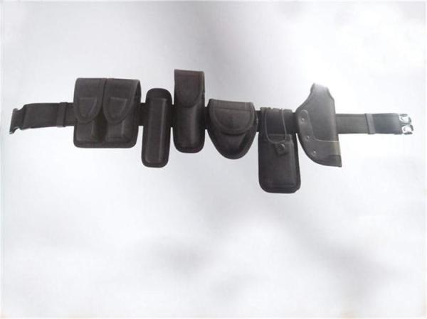 Tactical  Military Combat Belt , 1000D Oxford Black Military Belt With Small Pouches