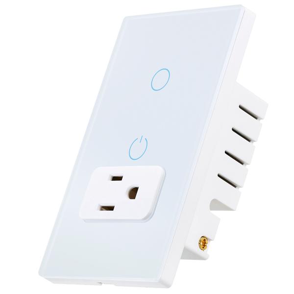 IOS / Android Compatibility Wifi Wall Socket 15A Smart Wall Outlets With 1 Gang Wifi Switch