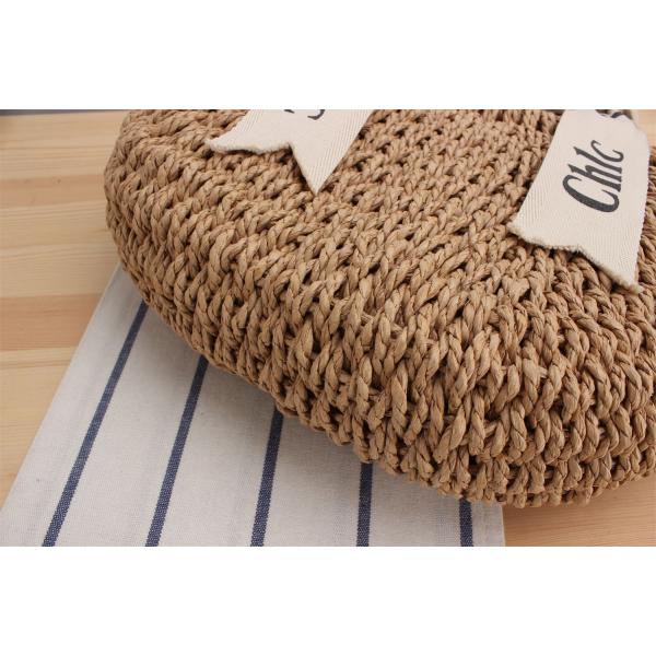 Custom Logo Accepted Silk Scarf Travel Holiday Bag with Portable Straw Woven Material