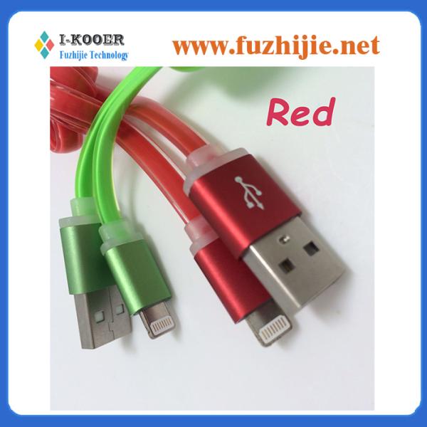 1M/3ft Aluminum alloy jelly flat USB Cable for iphone 5/5S/5C Sync Data Chargin with 32pin