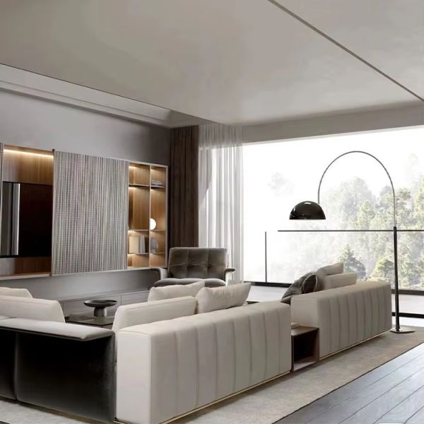 High density and high resilience foam fabric cover modern Italian L shape sectional sofa set luxury leather living room sofas