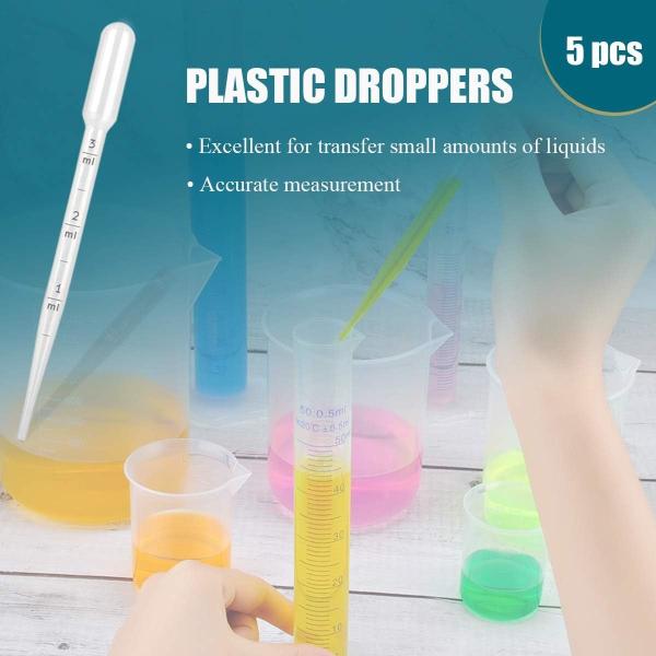Plastic Graduated Cylinders And Beakers 5 Pipettes, 10ml 25ml 50ml 100ml Cylinders, 50ml 100ml 250ml 500ml 1000ml