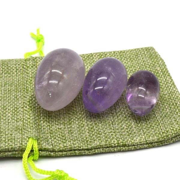 OEM Accepted Carved Yoni Eggs for Vaginal Exercise Natural Drilled Amethyst Jade Eggs