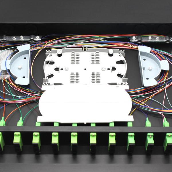 Tipo painel de remendo de fibra ótica 12 da tração do preto do OEM/24 portos 19 polegadas
