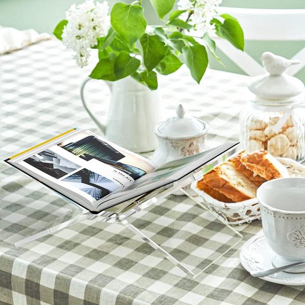 Folded Open acrylic book stand display Stand Holder Shelf Acrylic CookBook Display Stand