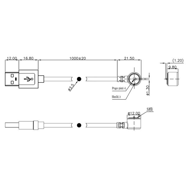 Round Male And Female Magnetic Pogo Pin Charger Cable Connector