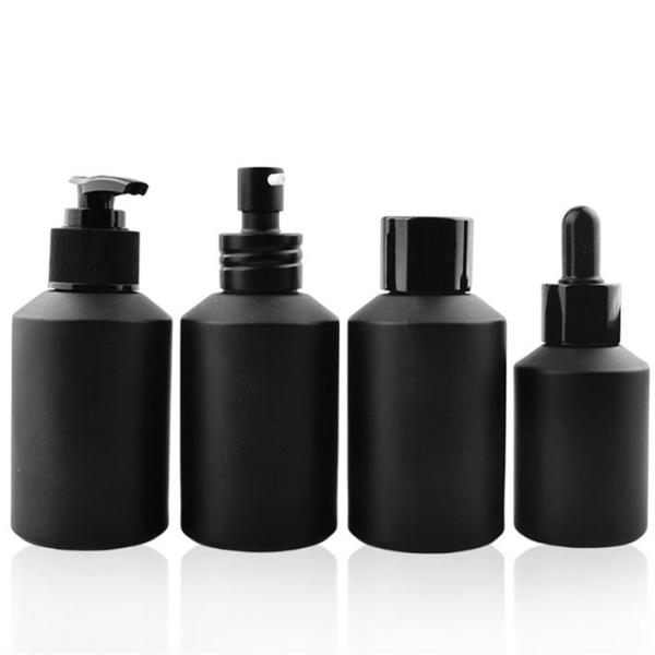 Бутылка капельницы черного плеча выскальзывания сыворотки эфирного масла стеклянная с завинчивой пробкой