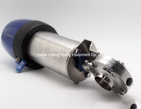 Клапан-бабочка санитарной нержавеющей стали двухсторонняя пневматическая сработанная