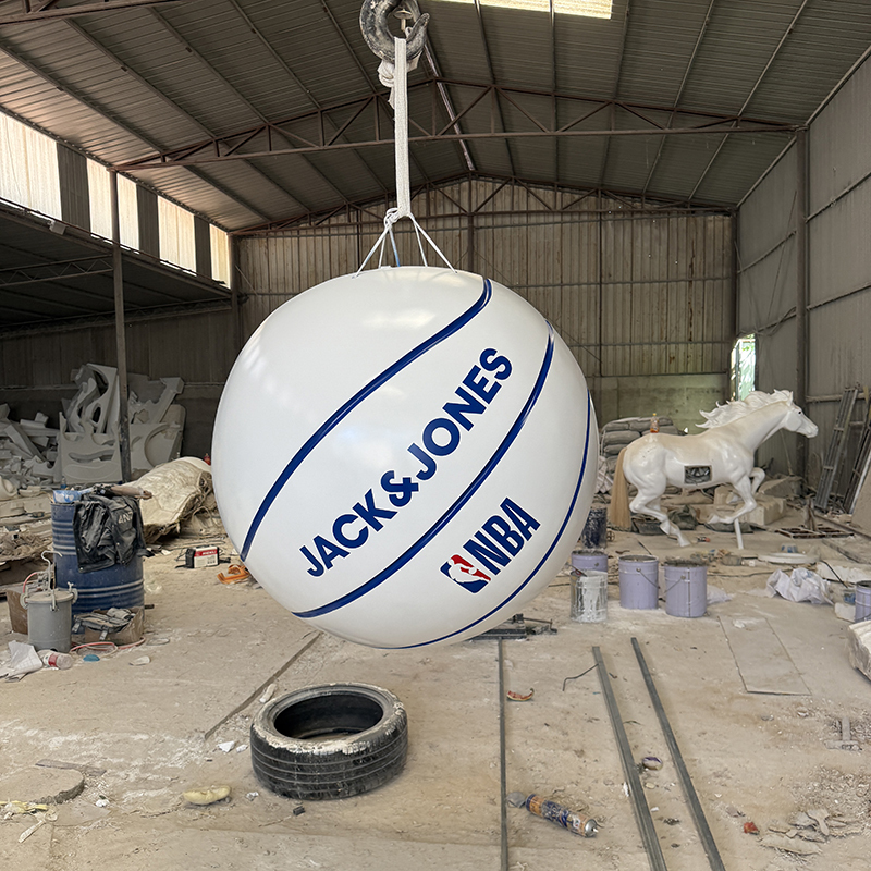 Custom Fiberglass Basketball Statue FRP Sports Ball Sculpture Shopping Mall Display