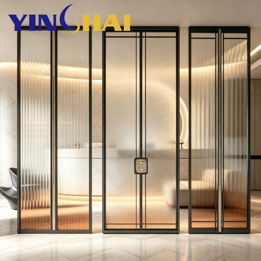 Custom Stainless Steel Gradient Fluted Glass Screen Partition Home Divider