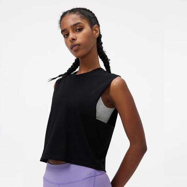 Loose Sleeveless Workout Crop Tops Polyester Spandex Muscle Tank Shirts