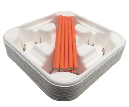 4 чашки и крышки отсека Biodegradable