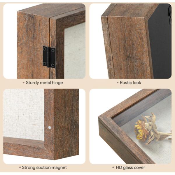 Best Selling Rustic Brown 5x5 Home Wall Mount Wood Decorative Memory Display Case Pictures Shadow Box