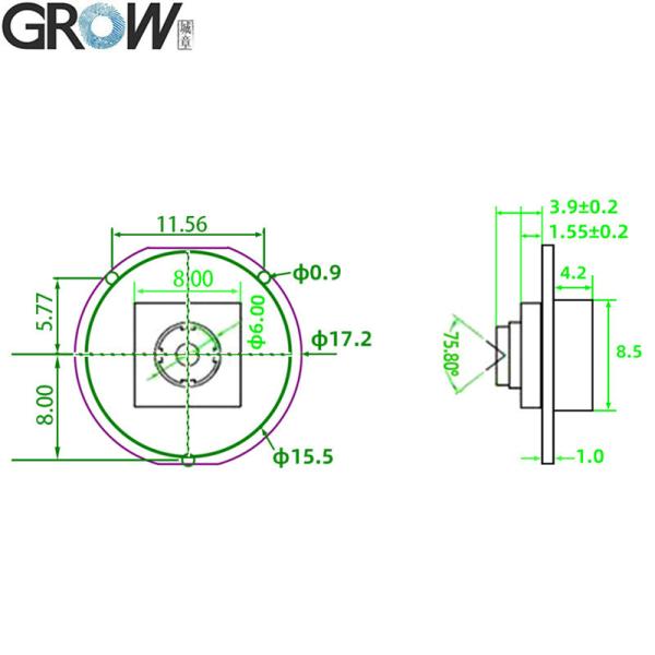 GROW GM861XS Petit lecteur de code à barres 1D/2D QR Code Module UART/USB Interface LED blanc vert