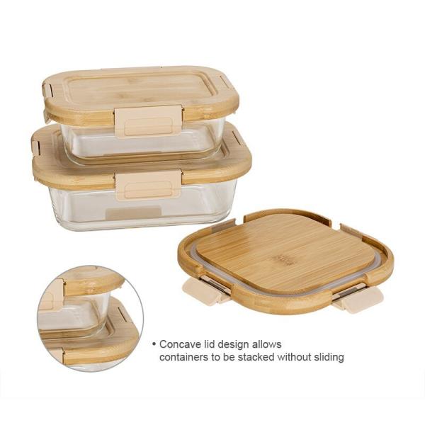 Oven Safe Transparent Glass Food Container with Bamboo Lids and Cool Lock for Secure Food Storage