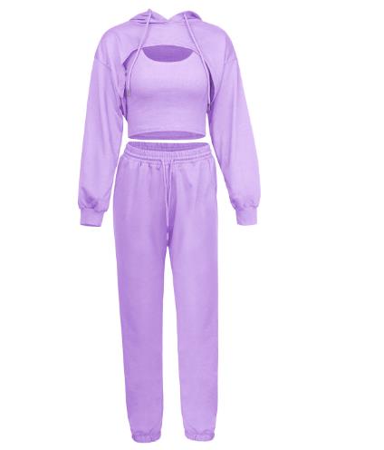 Жилет пальто Hoodie женщин производителя одежды небольшого количества свободный со спорт брюк Jogging 3 - костюм части