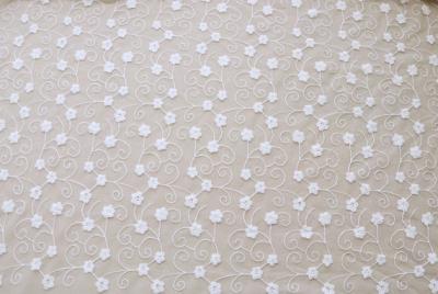 A tela de nylon do laço do teste padrão floral bordou a tela do tule para o vestido de casamento