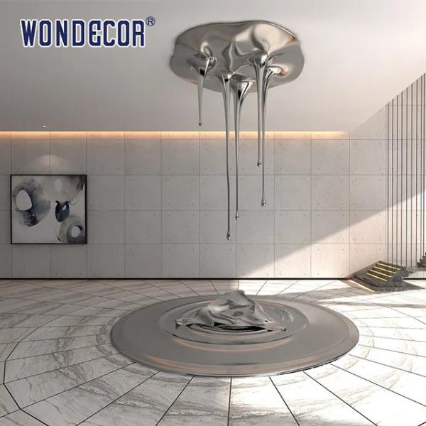 Серебристая скульптура 170cm падения воды скульптуры стены нержавеющей стали