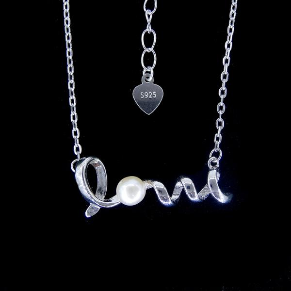 Sterling 925 Silver Pearl Necklace Chain With Imperial Crown Shape