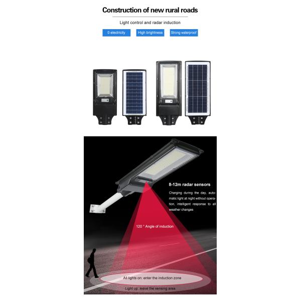 100 w 200 w Ip65 интегрировали все в одном солнечном уличном свете