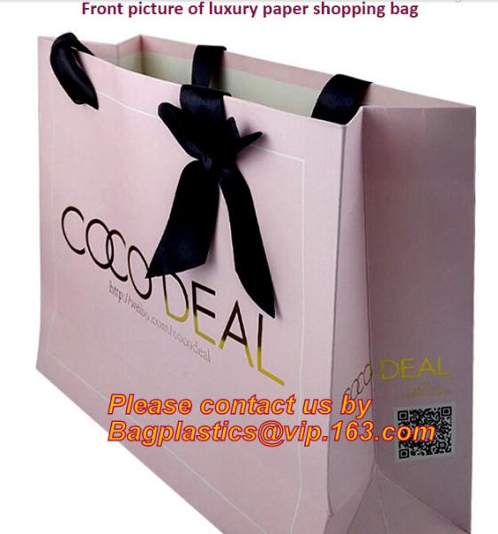 High Quality And Fancy Customized Black Printed Luxury Gift Paper Shopping Bag, Whoesale Natural raw materials Brown