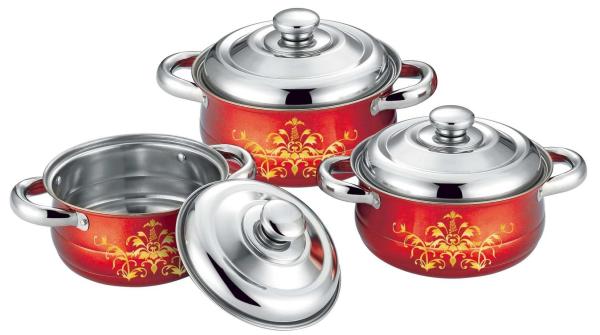 Food Grade Ss Kitchen Cookware Sets 6pcs Colorful 16cm To 20cm Sauce Pot
