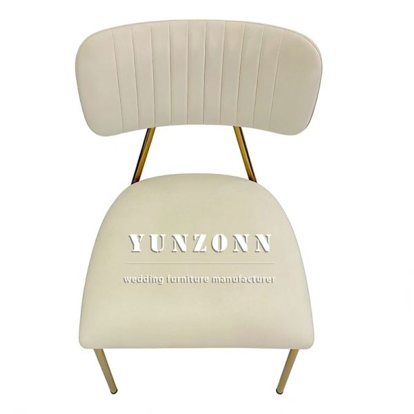 Modern Velvet Stackable Slat Back Chair Metal Legs Commercial Villa Dining Room Furniture for Hotels Weddings Living Rooms