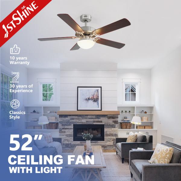 Smart Decorative Ceiling Fan With Light 2*E27 Brushed Nickel MDF Blade Remote Control