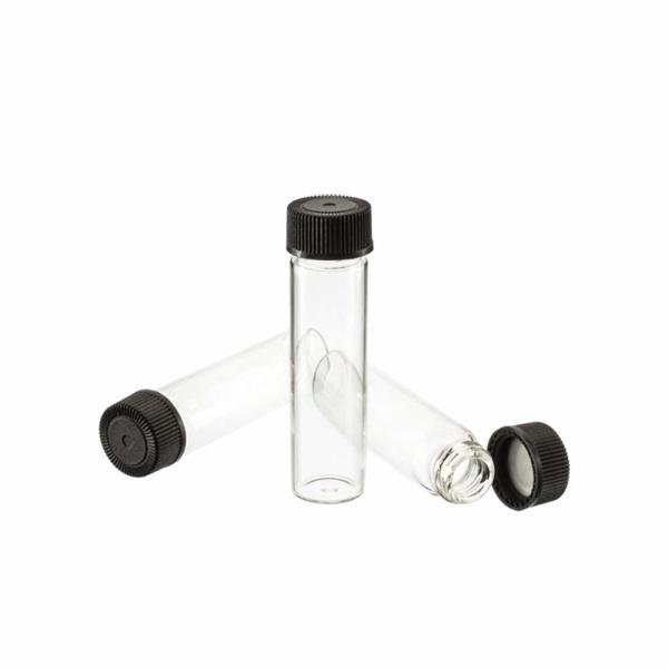 Pack of 100 Glass Vials with Black Phenolic Screw Caps (4ml, Clear) Dram Amber Glass Vials