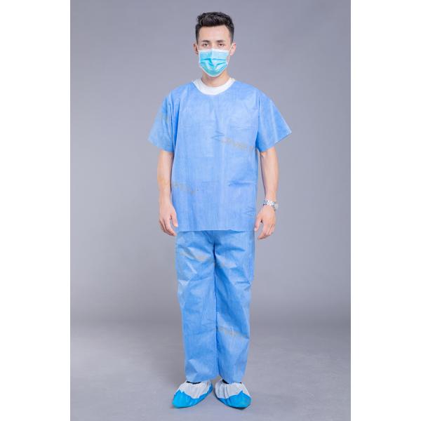 Round Neck Short Sleeve SMS Disposable Scrub Suits