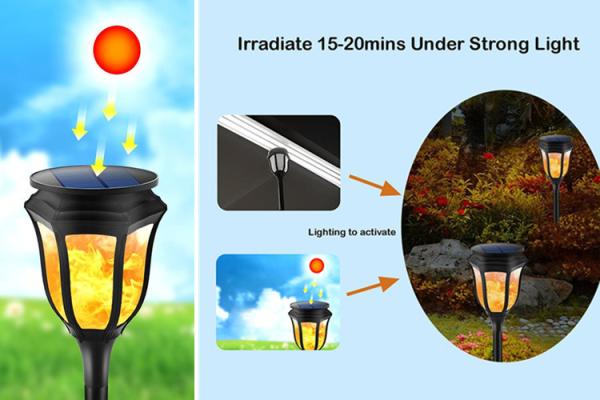Solar Lamp 96 LEDs Waterproof Garden Outdoor Lamp Led flickering Solar Flame Light Decor Warm White