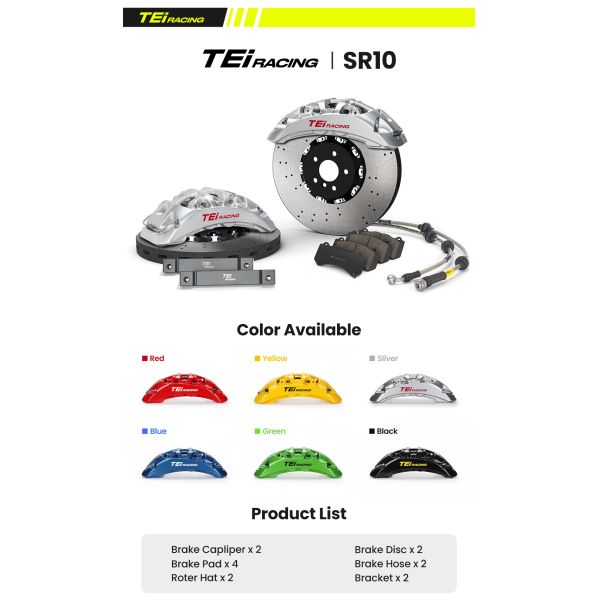 TEI SR10 10 Pot Brake Caliper R20 R21 R22 Carbon Ceramic Disc Front Brake Kit for BMW 5 Series E39 E60 G30 G38 G60