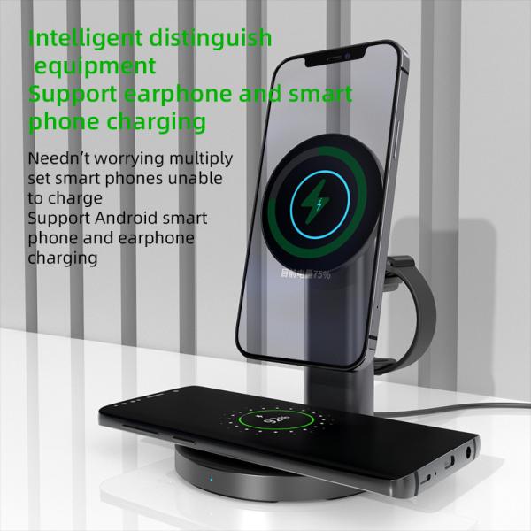 Magnetic 15W ABS Wireless Charging Station For IPhone Airpods Apple Watch
