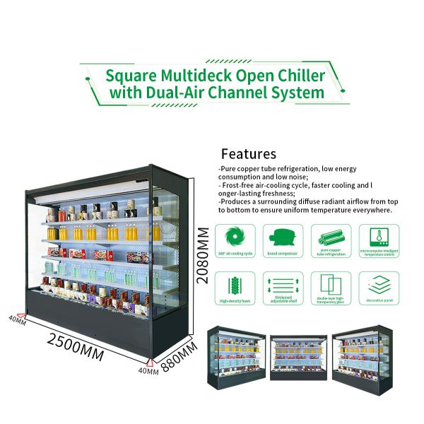 Customized Drinks Open Display Refrigerator R404a Vegetable And Fruits Cooler