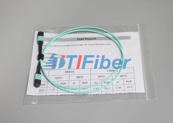 Cabo de remendo fêmea da fibra ótica de MPO/MTP para o cabo de fibra ótica da fita de 8 núcleos